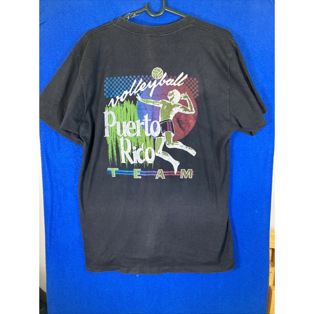 Vintage 90s Puerto Rico Volleyball Team Graphic T-Shirt Black Mens Size Large - Picture 10 of 12